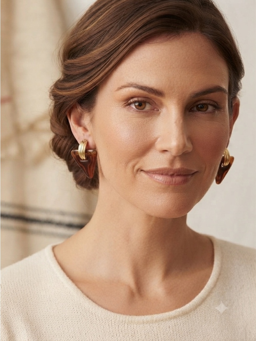 Vintage Amber Triangle Drop Earrings